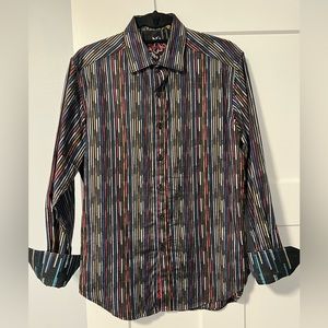 Robert graham black striped shirt with French cuffs